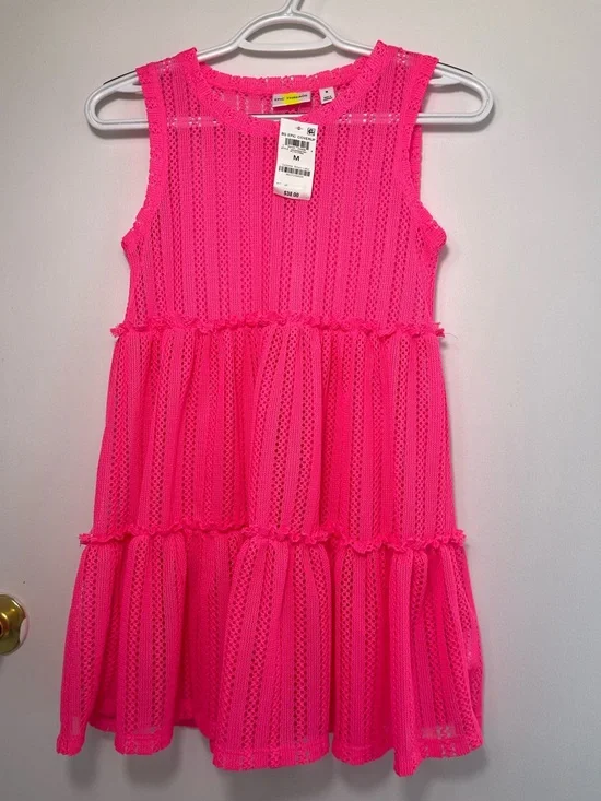 Epic Threads Girls Bright Neon Pink Sleeveless Tiered Eyelet Coverup size M NWT - Picture 7 of 7
